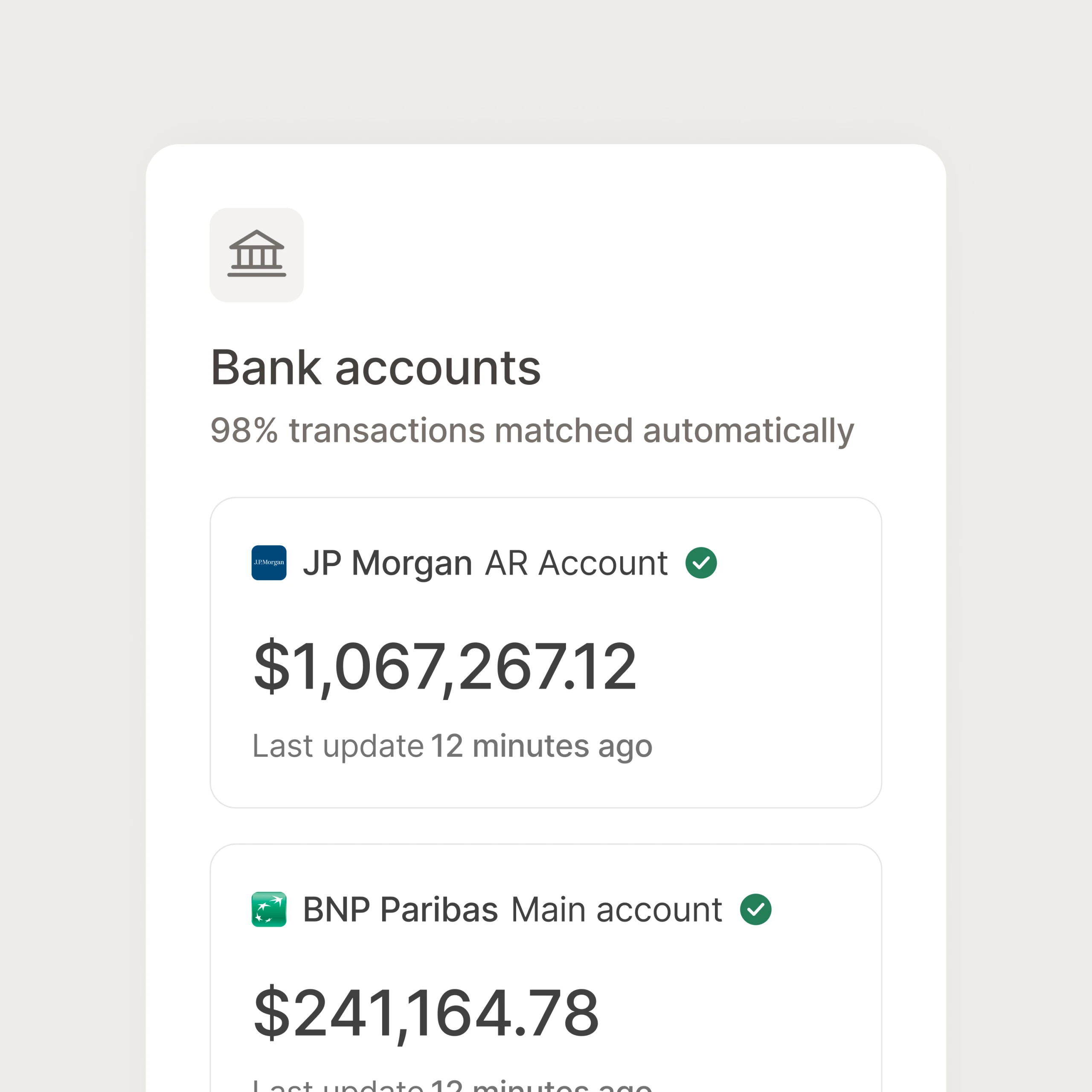 Connected bank account